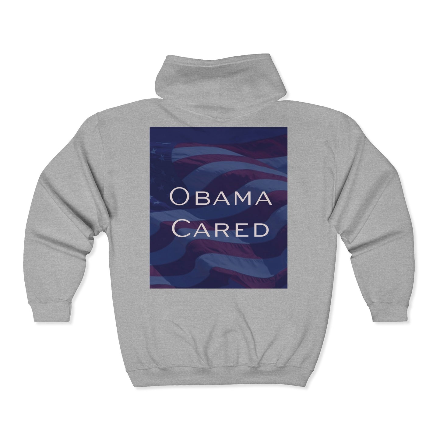 Zip Hoodie — 'Obama Cared' Graphic Full‑Zip Sweatshirt