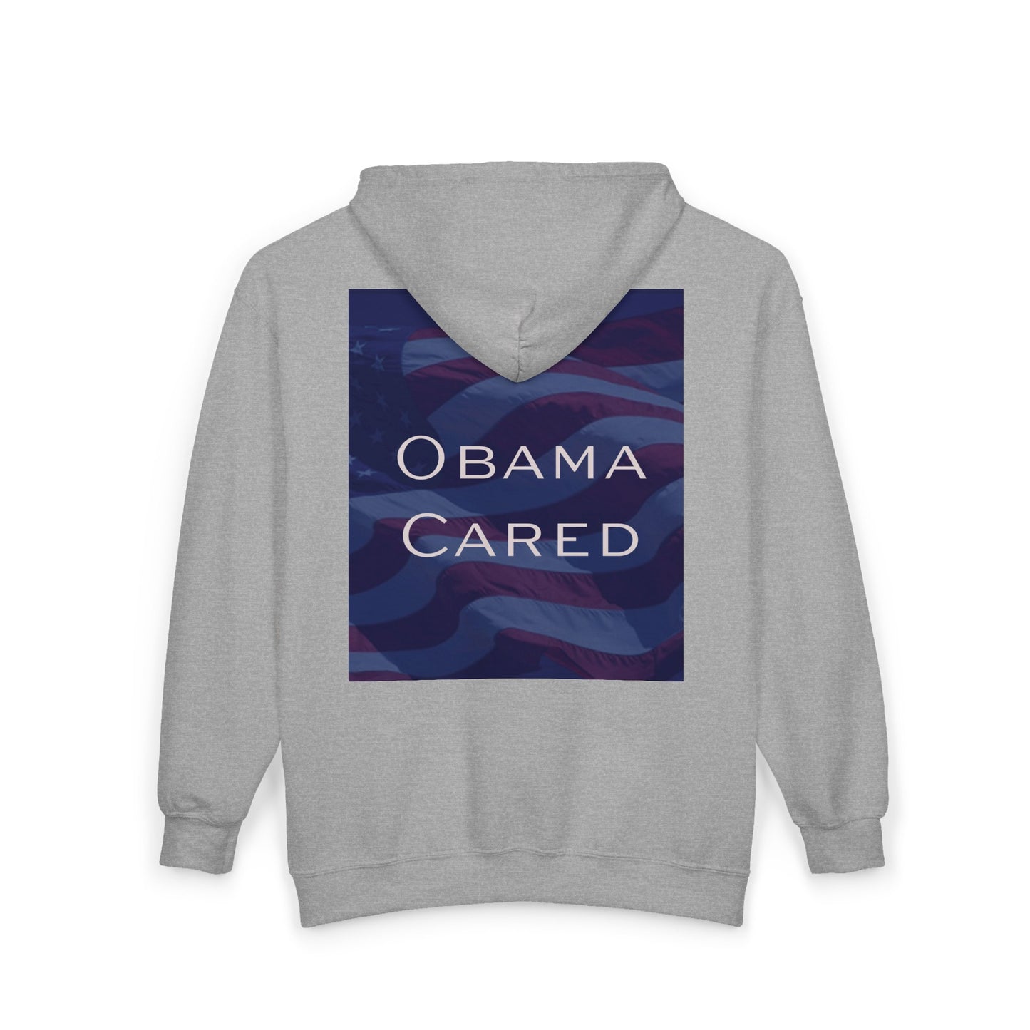 Zip Hoodie — 'Obama Cared' Graphic Full‑Zip Sweatshirt