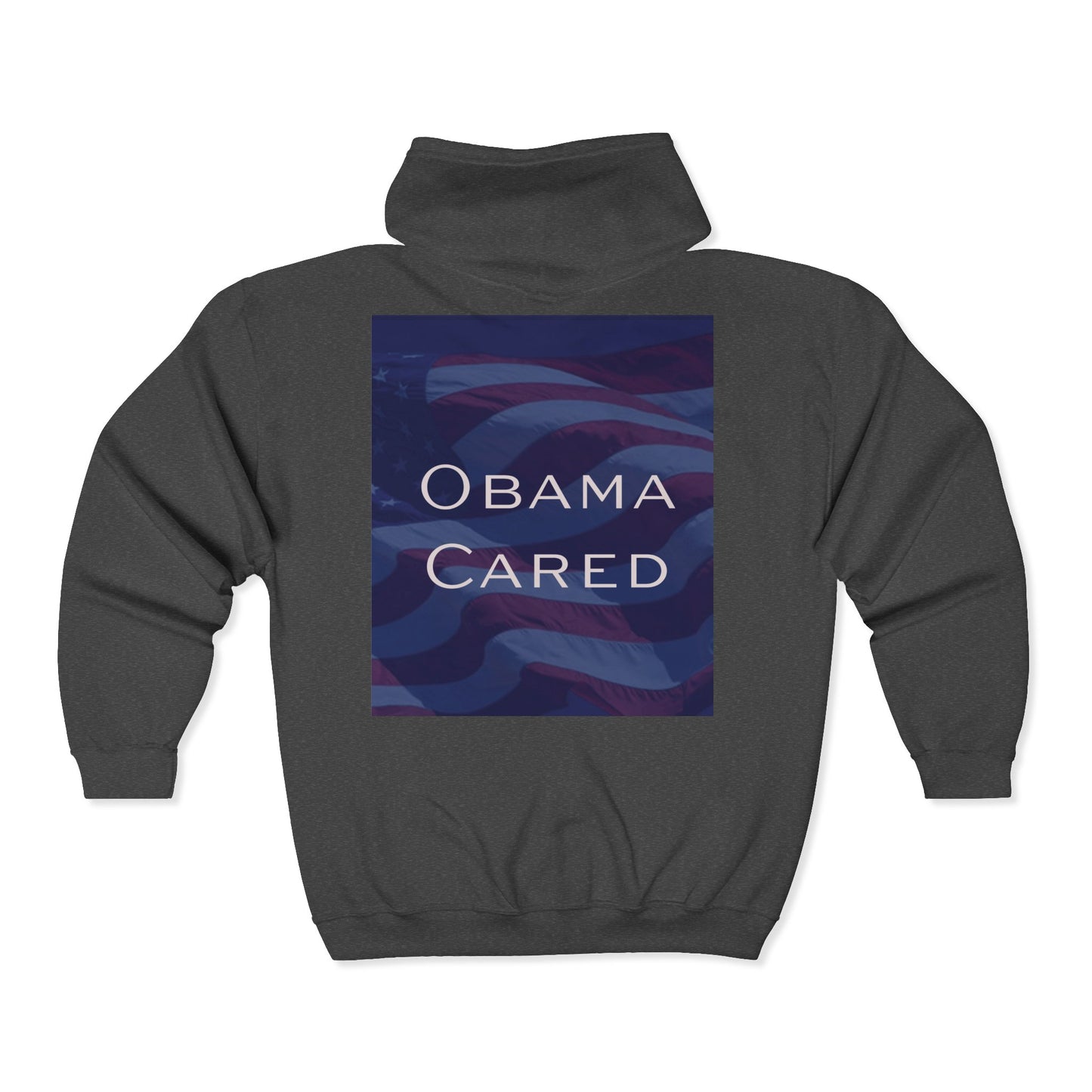 Zip Hoodie — 'Obama Cared' Graphic Full‑Zip Sweatshirt