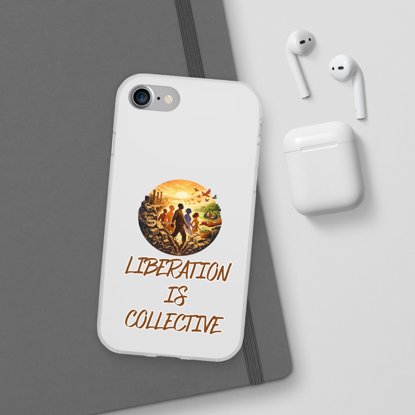 Phone Case —“Liberation Is Collective” Matte Phone Case | Sunset Unity Art for iPhone & Samsung