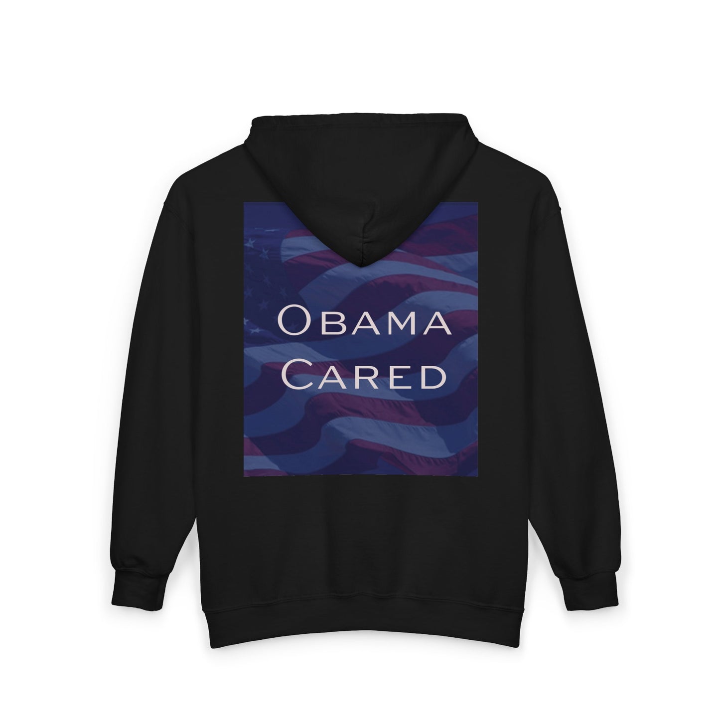 Zip Hoodie — 'Obama Cared' Graphic Full‑Zip Sweatshirt
