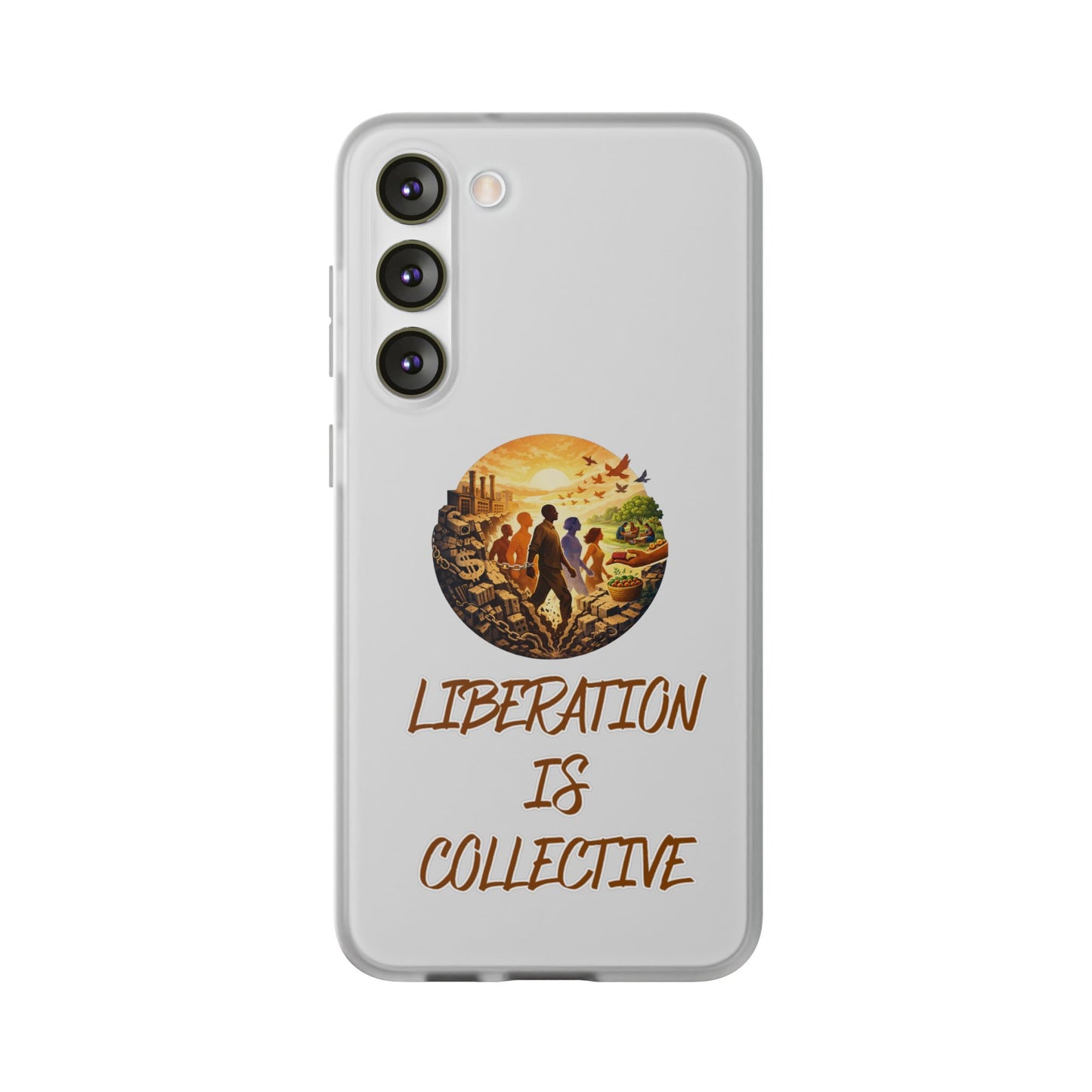 Phone Case —“Liberation Is Collective” Matte Phone Case | Sunset Unity Art for iPhone & Samsung
