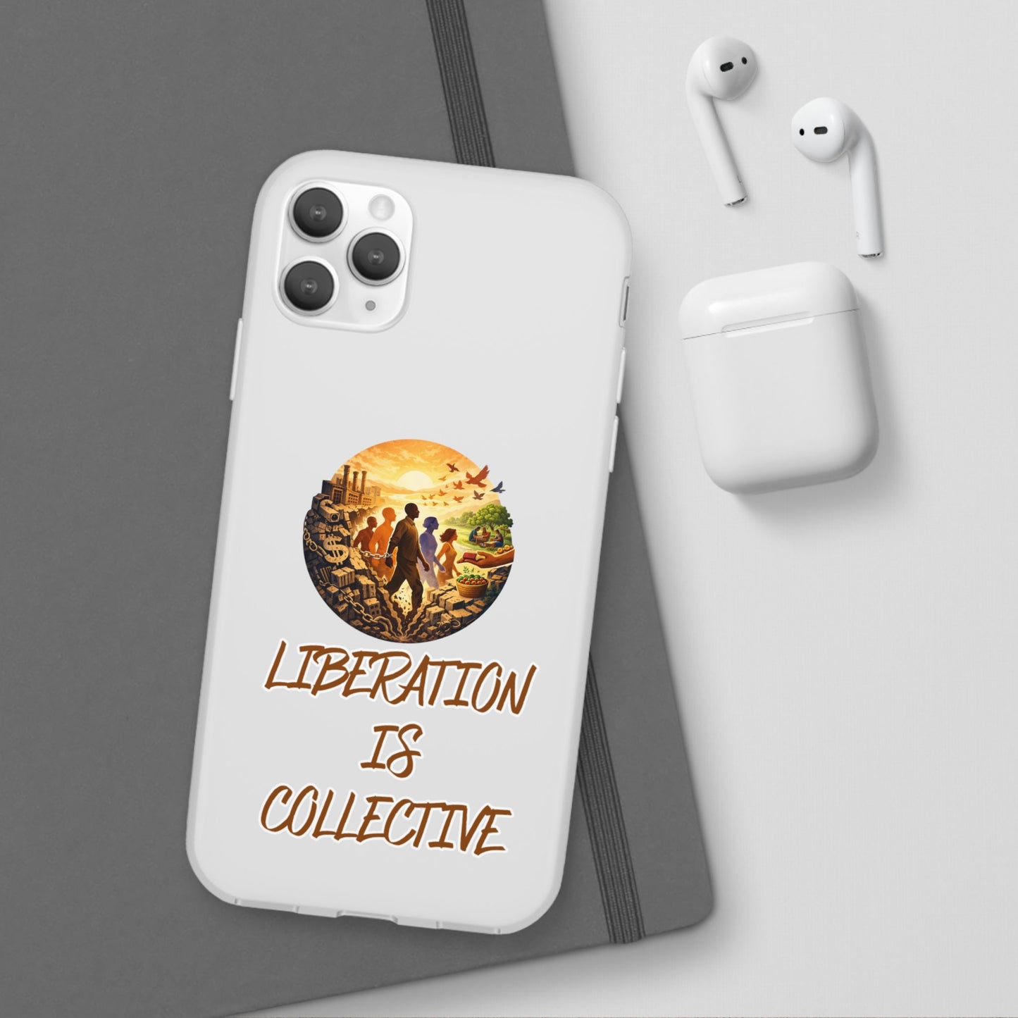 Phone Case —“Liberation Is Collective” Matte Phone Case | Sunset Unity Art for iPhone & Samsung