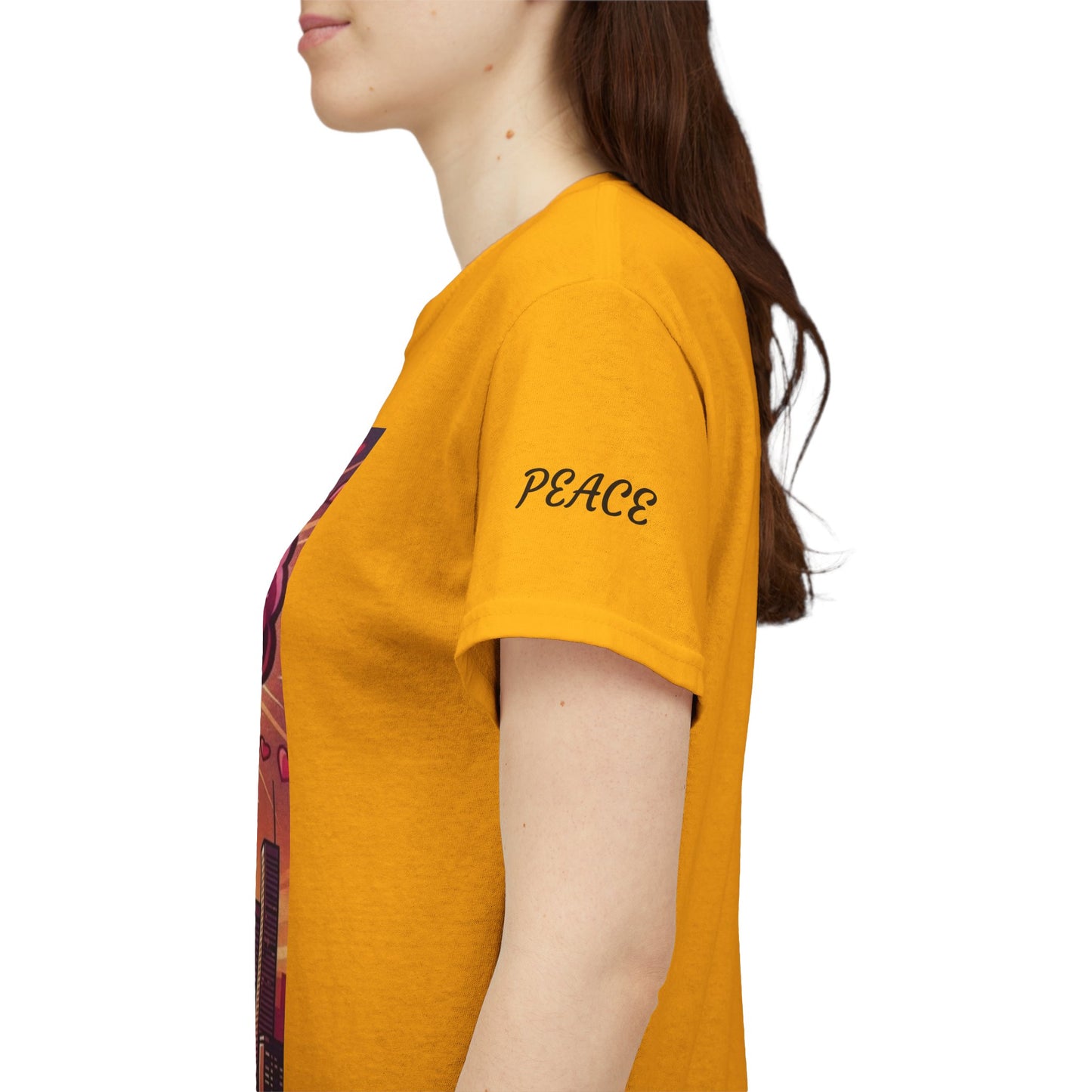 Love Over Bombs T-Shirt — Retro Heart Cloud Peace Tee