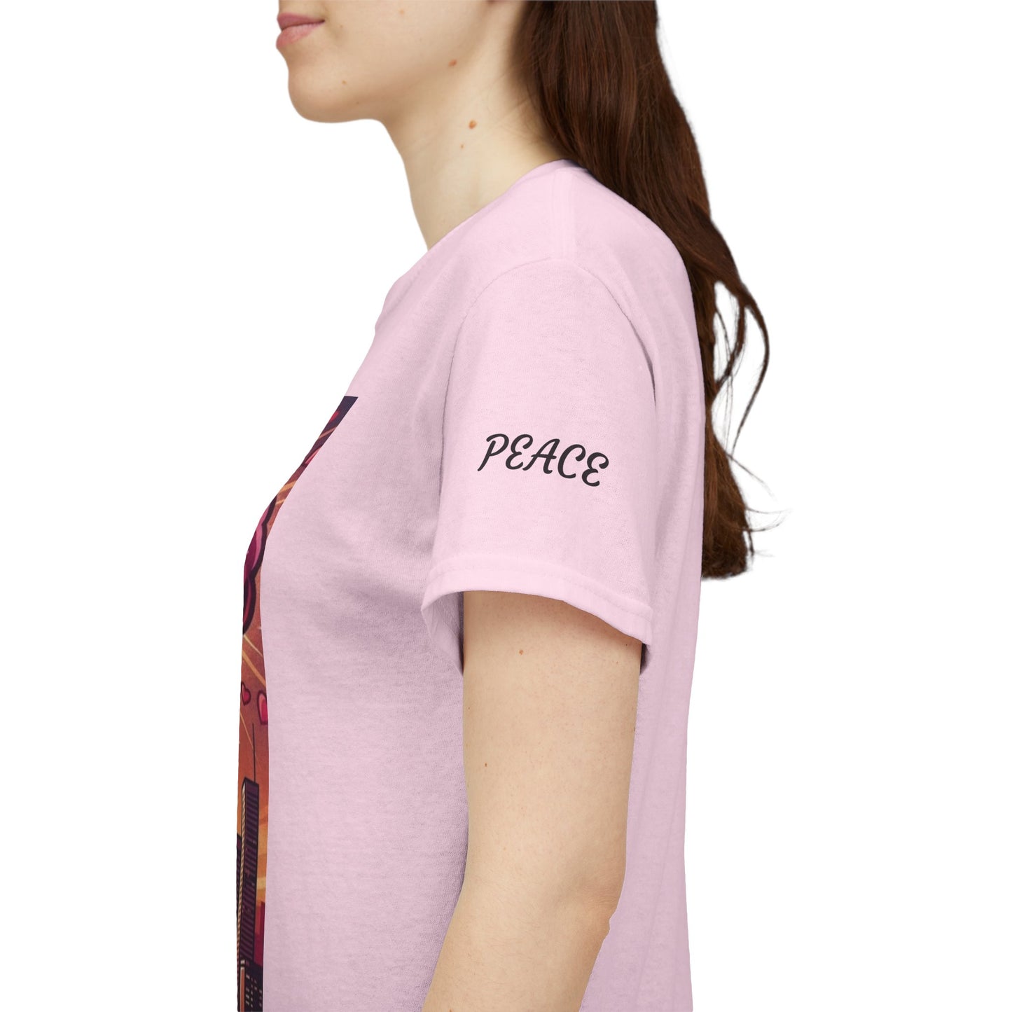 Love Over Bombs T-Shirt — Retro Heart Cloud Peace Tee