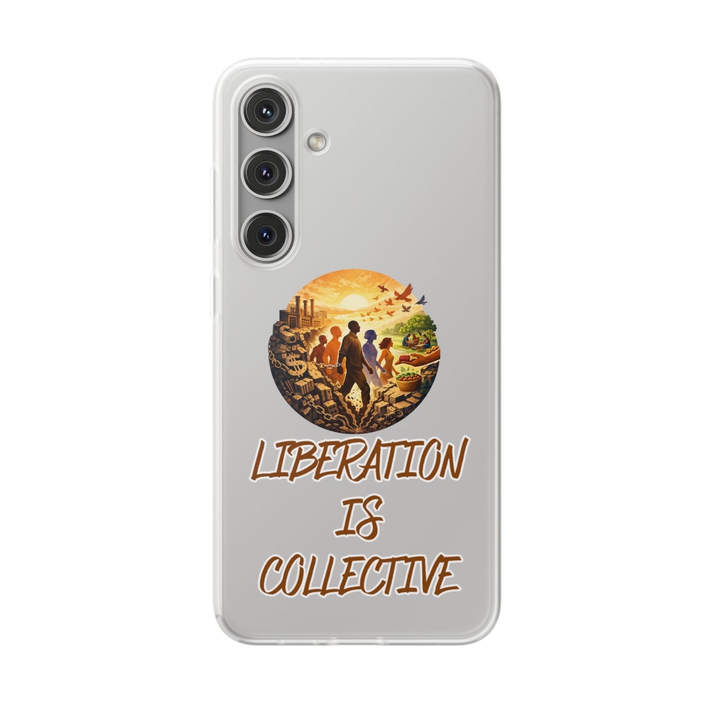 Phone Case —“Liberation Is Collective” Matte Phone Case | Sunset Unity Art for iPhone & Samsung