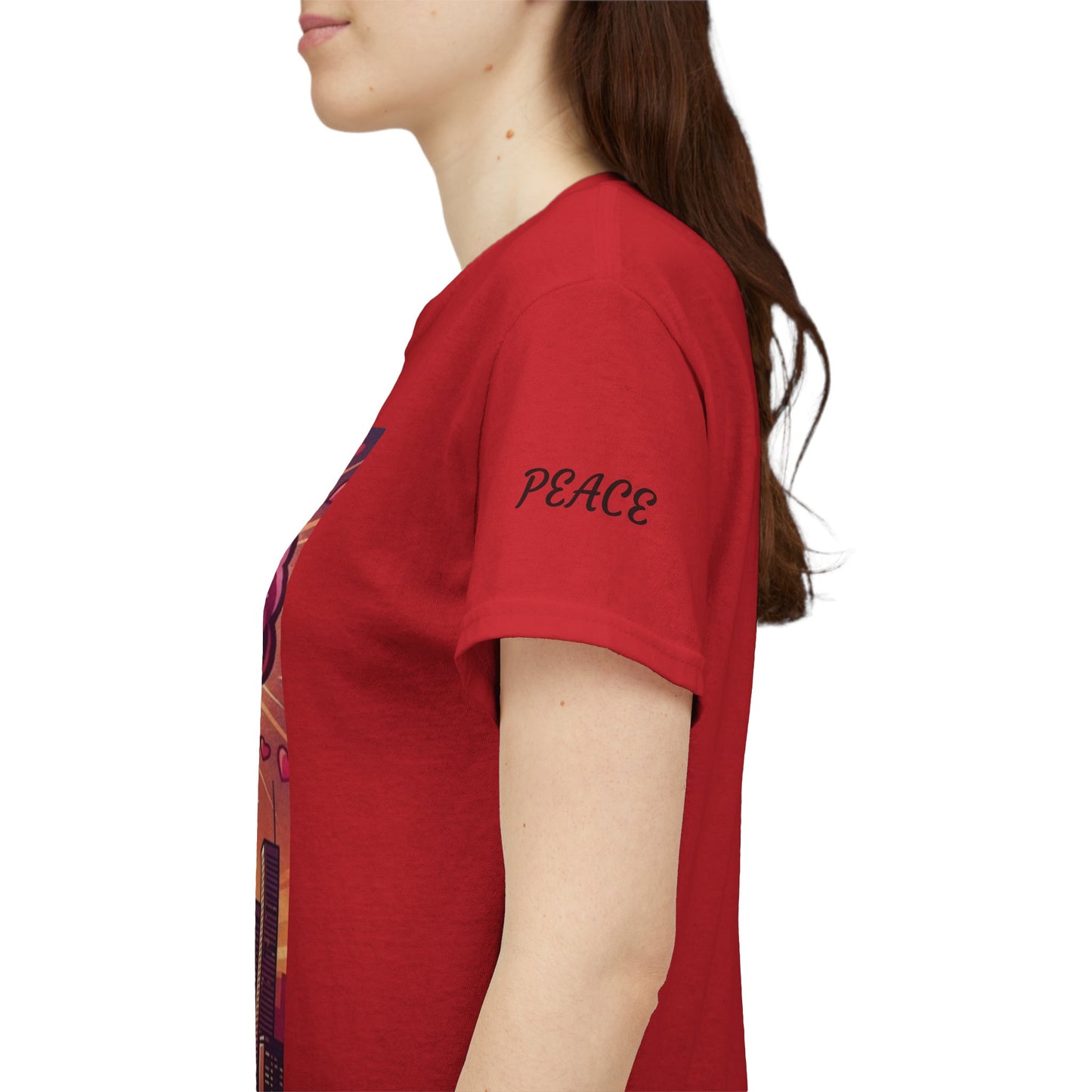 Love Over Bombs T-Shirt — Retro Heart Cloud Peace Tee