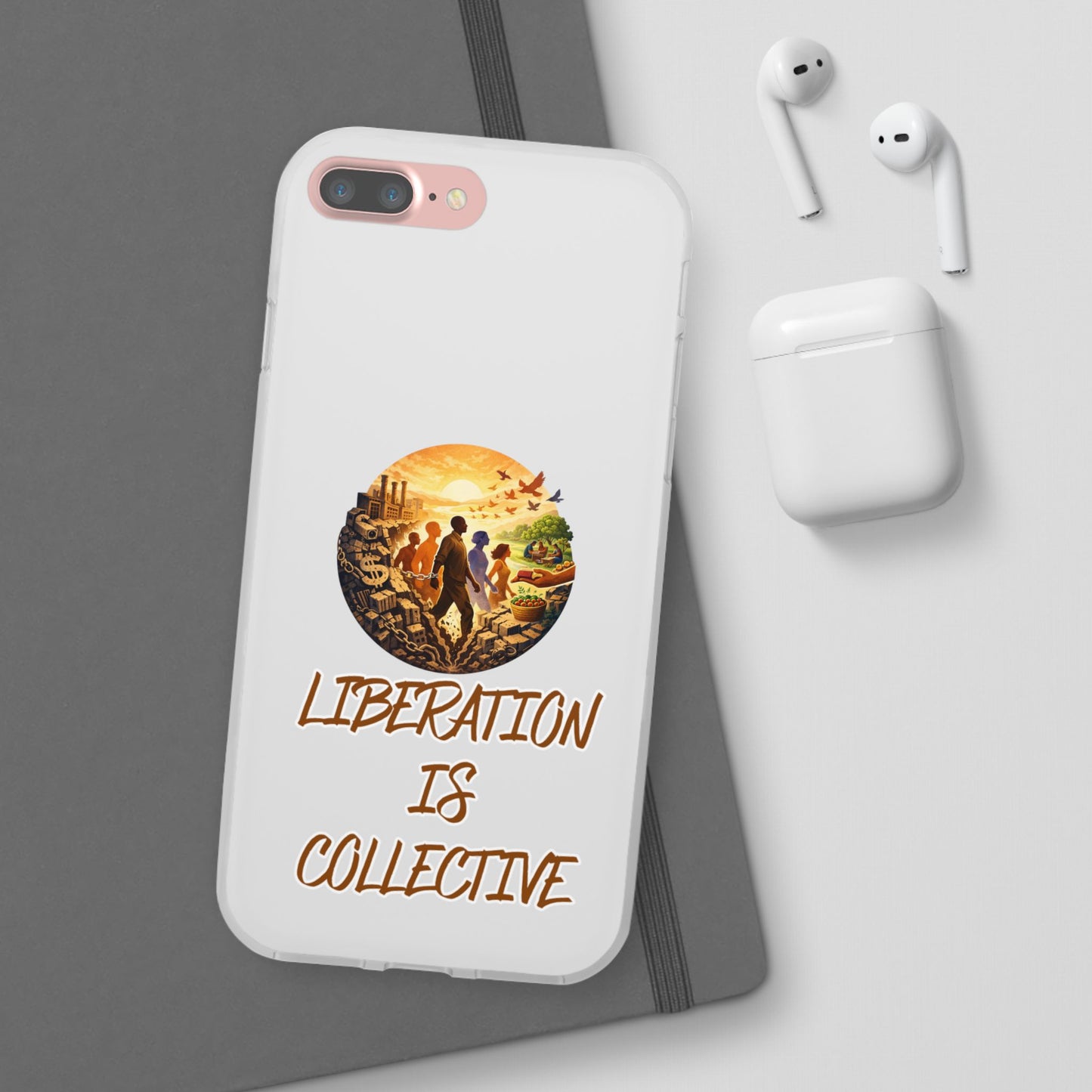 Phone Case —“Liberation Is Collective” Matte Phone Case | Sunset Unity Art for iPhone & Samsung