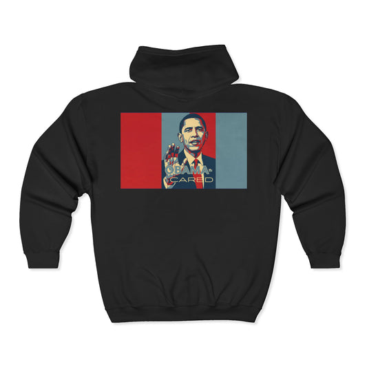 Obama Cared Zip Hoodie — Retro Obama Poster Full‑Zip Hoodie