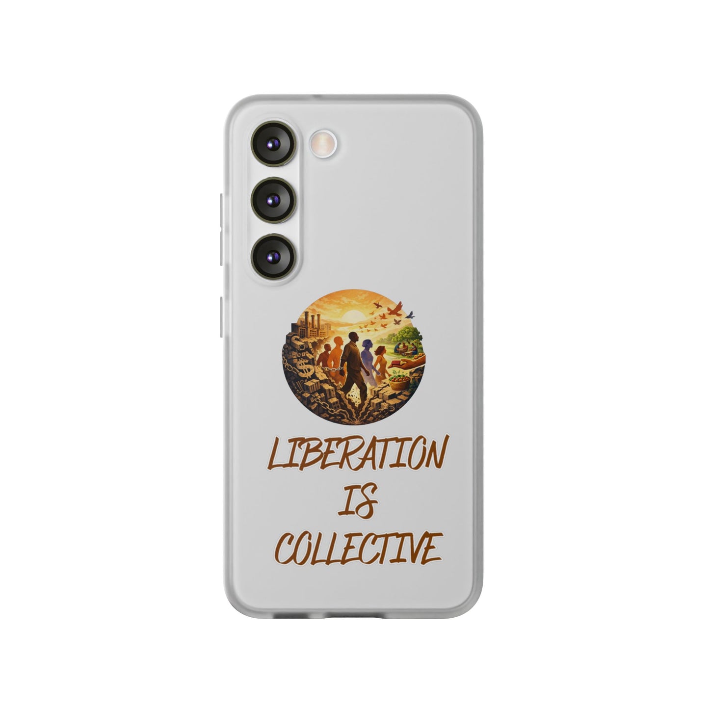 Phone Case —“Liberation Is Collective” Matte Phone Case | Sunset Unity Art for iPhone & Samsung