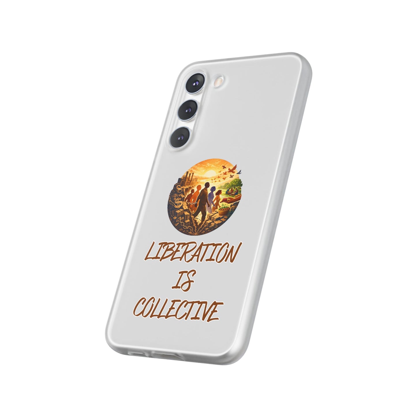 Phone Case —“Liberation Is Collective” Matte Phone Case | Sunset Unity Art for iPhone & Samsung