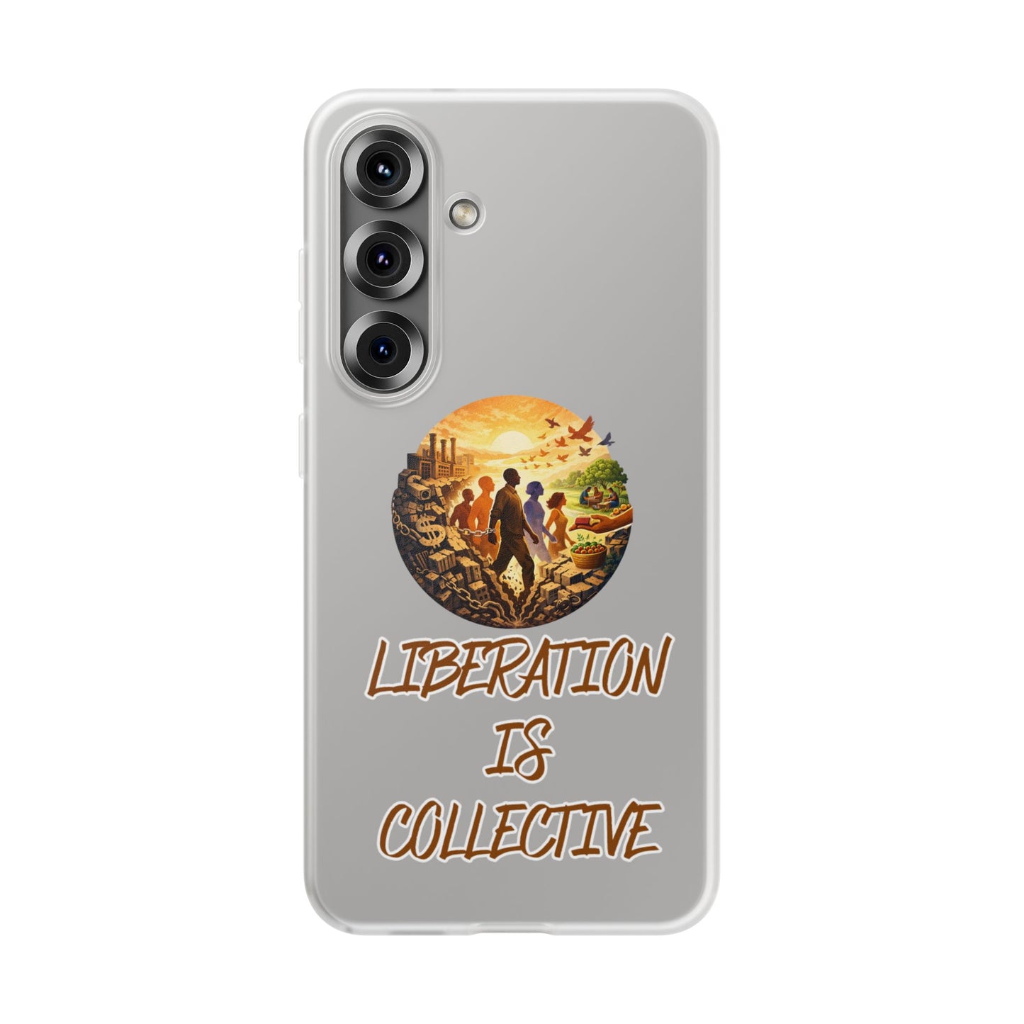 Phone Case —“Liberation Is Collective” Matte Phone Case | Sunset Unity Art for iPhone & Samsung