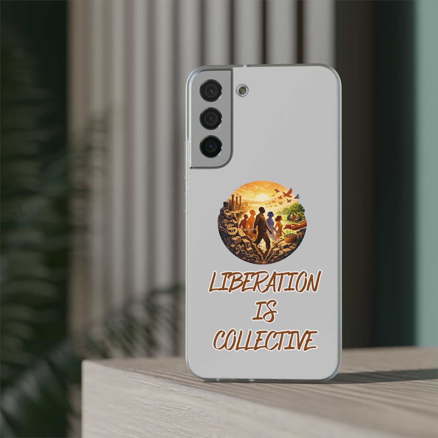Phone Case —“Liberation Is Collective” Matte Phone Case | Sunset Unity Art for iPhone & Samsung