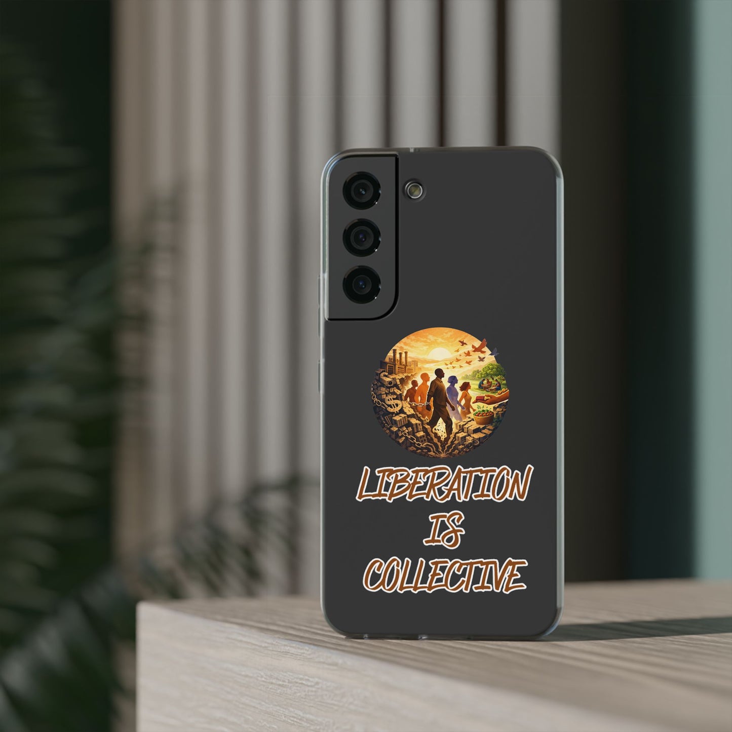 Phone Case —“Liberation Is Collective” Matte Phone Case | Sunset Unity Art for iPhone & Samsung