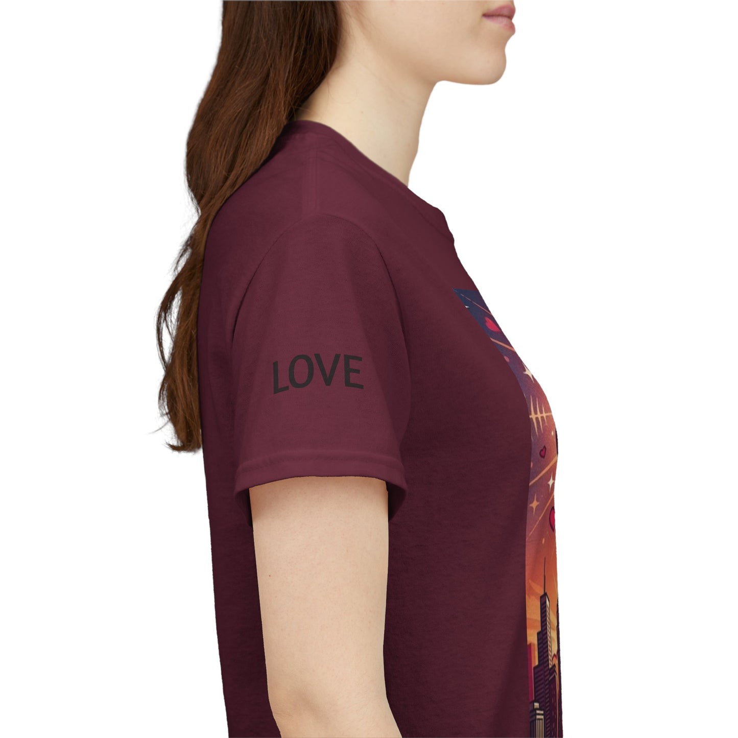 Love Over Bombs T-Shirt — Retro Heart Cloud Peace Tee